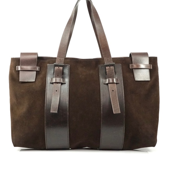 Gucci Handbags - Auth Gucci Brown Suede Leather Tote #1855G15